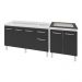 Armário Cozinha Gabinete Pia De 140 cm Camile Com Balcão Cooktop 4 Bocas Branco Frente Preta Jade 