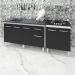 Armário Cozinha Gabinete Pia De 140 cm Camile Com Balcão Cooktop 4 Bocas Branco Frente Preta Jade 