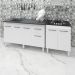 Armário Cozinha Gabinete Pia De 140 cm Camile Com Balcão Cooktop 4 Bocas Branco Jade 