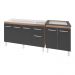 Armário Cozinha Gabinete Pia De 140 cm Camile Com Balcão Cooktop 4 Bocas Savana Frente Preta Jade 