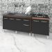 Armário Cozinha Gabinete Pia De 140 cm Camile Com Balcão Cooktop 4 Bocas Savana Frente Preta Jade 