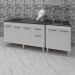 Armário Cozinha Gabinete Pia De 140 cm Camile Com Balcão Cooktop 5 Bocas Branco Jade 