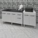 Armário Cozinha Gabinete Pia De 140 cm Camile Com Balcão Multiuso Micro-ondas Branco Serena 