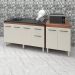 Armário Cozinha Gabinete Pia De 140 cm Camile Com Balcão Multiuso Micro-ondas Savana Frente Off-white Serena 