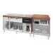 Armário Cozinha Gabinete Pia De 140 cm Camile Com Balcão Multiuso Micro-ondas Savana Frente Preta Serena 