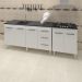 Armário Cozinha Gabinete Pia De 140 cm Carina Com Balcão Cooktop 4 Bocas Branco Jade 