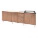Armário Cozinha Gabinete Pia De 140 cm Carina Com Balcão Cooktop 4 Bocas Savana Jade 