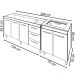 Armário Cozinha Gabinete Pia De 140 cm Carina Com Balcão Cooktop 4 Bocas Savana Jade 
