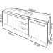 Armário Cozinha Gabinete Pia De 140 cm Carina Com Balcão Multiuso Micro-ondas Branco Serena 