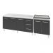 Armário Cozinha Gabinete Pia De 150 cm Diana Com Balcão Cooktop 5 Bocas Branco Frente Preta Jade 