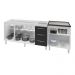 Armário Cozinha Gabinete Pia De 150 cm Diana Com Balcão Cooktop 5 Bocas Branco Frente Preta Jade 