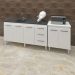 Armário Cozinha Gabinete Pia De 150 cm Diana Com Balcão Multiuso Micro-ondas Branco Serena 