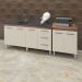 Armário Cozinha Gabinete Pia De 150 cm Diana Com Balcão Multiuso Micro-ondas Savana Frente Off-white Serena 
