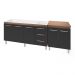 Armário Cozinha Gabinete Pia De 150 cm Diana Com Balcão Multiuso Micro-ondas Savana Frente Preta Serena 