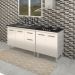 Armário Cozinha Gabinete pia de 120 cm com Balcão Cooktop 4 bocas Branco 