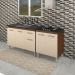 Armário Cozinha Gabinete pia de 120 cm com Balcão Cooktop 4 bocas Savana frente Off-White 