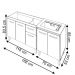 Armário Cozinha Gabinete pia de 120 cm com Balcão Cooktop 4 bocas Savana frente Off-White 