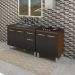 Armário Cozinha Gabinete pia de 120 cm com Balcão Cooktop 4 bocas Savana frente preta 