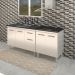 Armário Cozinha Gabinete pia de 120 cm com Balcão Cooktop 5 bocas Branco 