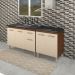 Armário Cozinha Gabinete pia de 120 cm com Balcão Cooktop 5 bocas Savana frente Off-White 