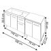 Armário Cozinha Gabinete pia de 120 cm com Balcão multiuso micro-ondas Forno Elétrico Savana frente Off-White 