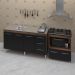 Armário Gabinete Balcão para Pia 138 cm Carina Balcão para Cooktop 5 Bocas Forno Elétrico Elisa Savana frente Preta 