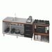 Armário Gabinete Balcão para Pia 138 cm Carina Balcão para Cooktop 5 Bocas Forno Elétrico Elisa Savana frente Preta 