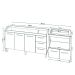 Armário Gabinete Balcão para Pia 138 cm Carina Balcão para Cooktop 5 Bocas Forno Elétrico Elisa Savana frente Preta 