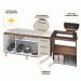 Armário Gabinete Balcão para Pia 138 cm Carina com Balcão para Cooktop 4 Bocas e Forno Elétrico Savana frente Off-White 