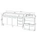 Armário Gabinete Balcão para Pia 138 cm Carina com Balcão para Cooktop 4 Bocas e Forno Elétrico Savana frente Off-White 