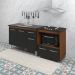 Armário Gabinete pia de 120 cm Anitta com Balcão Cooktop 4 bocas e Forno Elisa Savana frente preta 