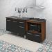 Armário Gabinete pia de 120 cm Anitta com Balcão Cooktop 5 bocas e Forno Elisa Savana frente preta 