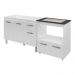 Armário Gabinete pia de 120 cm com Balcão Cooktop 4 Bocas e Forno Branco 