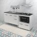 Armário Gabinete pia de 120 cm com Balcão Cooktop 4 Bocas e Forno Branco 