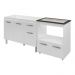 Armário Gabinete pia de 120 cm com Balcão Cooktop 5 Bocas e Forno Branco 