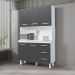 Armário Pequeno de Cozinha Compacto 5 portas 3 gavetas Amélia Moblis Móveis Branco Frente Preta 