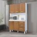 Armário Pequeno de Cozinha Compacto 5 portas 3 gavetas Amélia Moblis Móveis Branco Frente Savana 