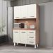 Armário Pequeno de Cozinha Compacto 5 portas 3 gavetas Amélia Moblis Móveis Savana Frente Off-White 