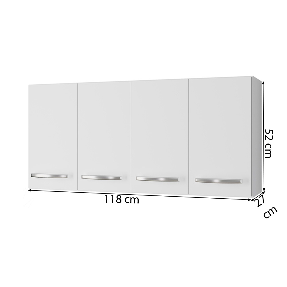 Armario Aereo 120 cm 4P Mara Branco Mobbs