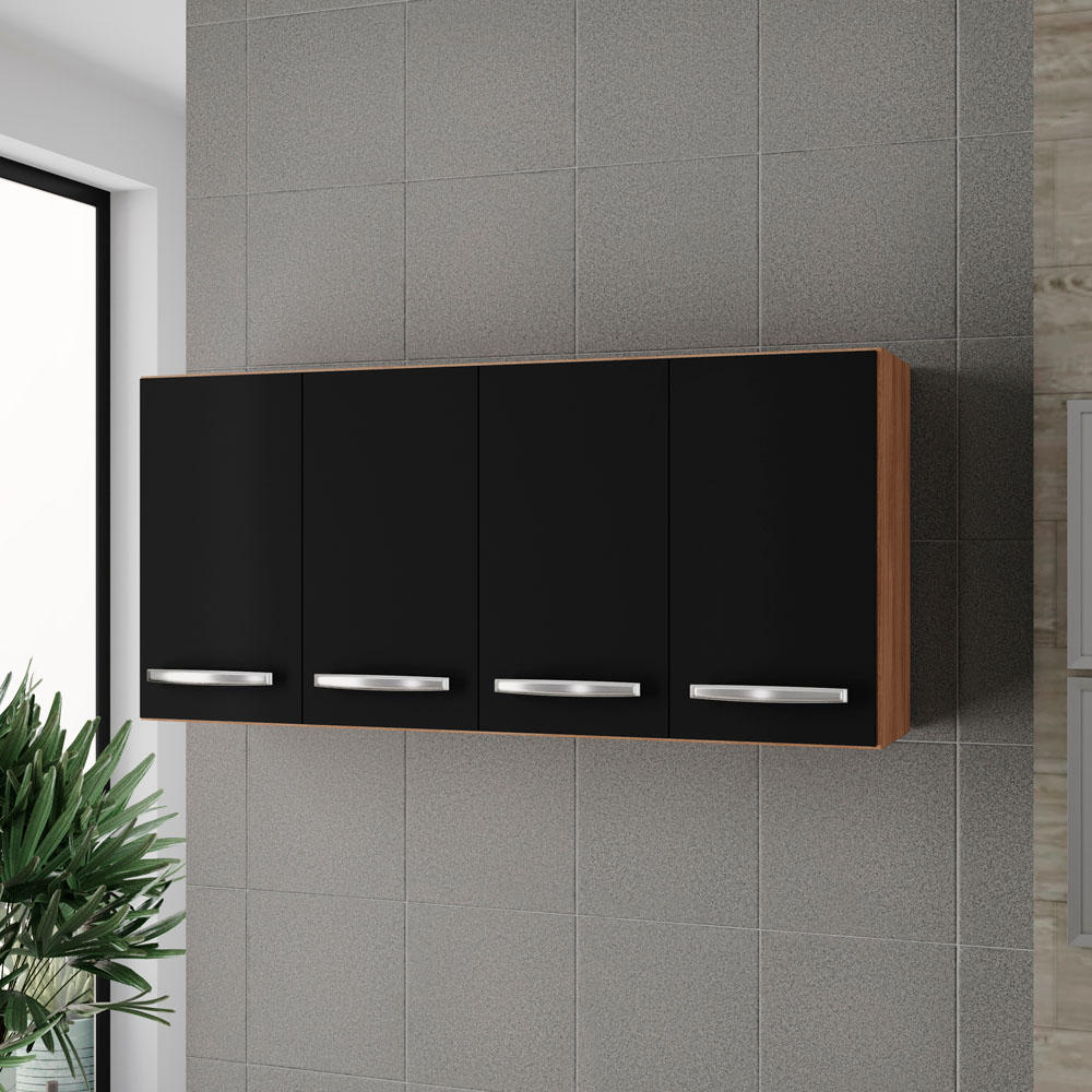 Armario Aereo 120 cm 4P Mara Savana Preto Mobbs