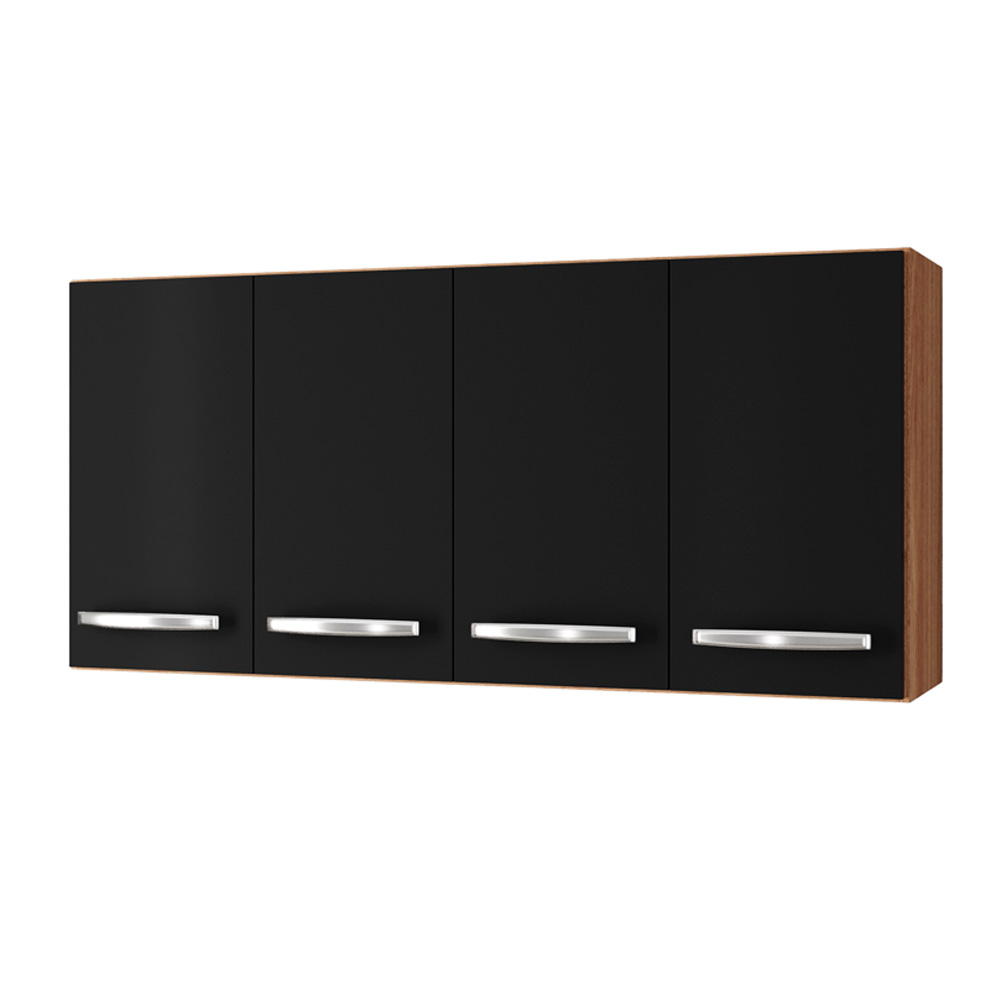 Armario Aereo 120 cm 4P Mara Savana Preto Mobbs