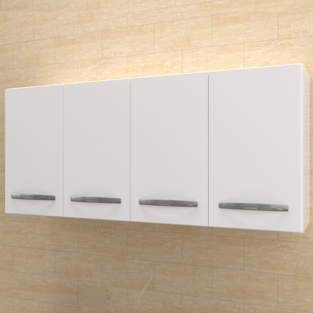 Armario Aereo 4 Portas 120cm 9160 Branco Mobbs