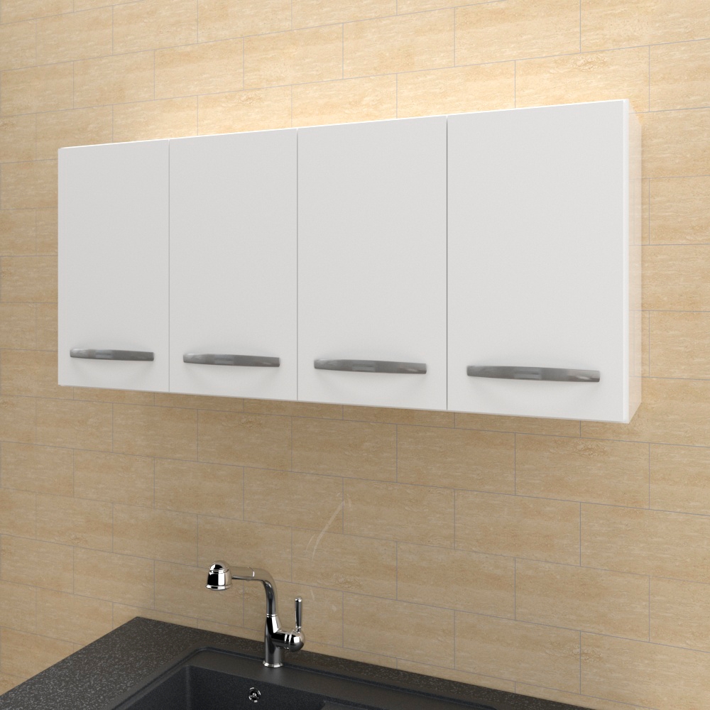 Armario Aereo 4 Portas 120cm 9160 Branco Mobbs