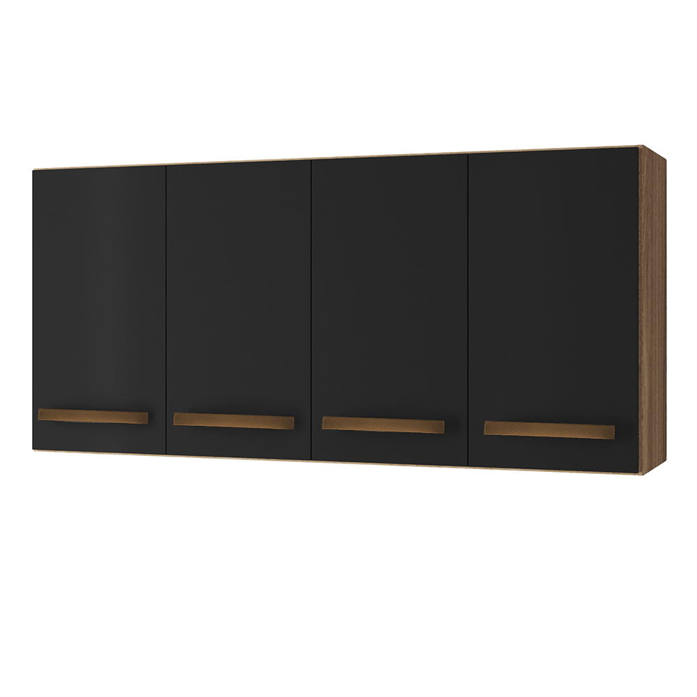 Armario Aereo 4 Portas 120cm 9160 Savana Preto Mobbs