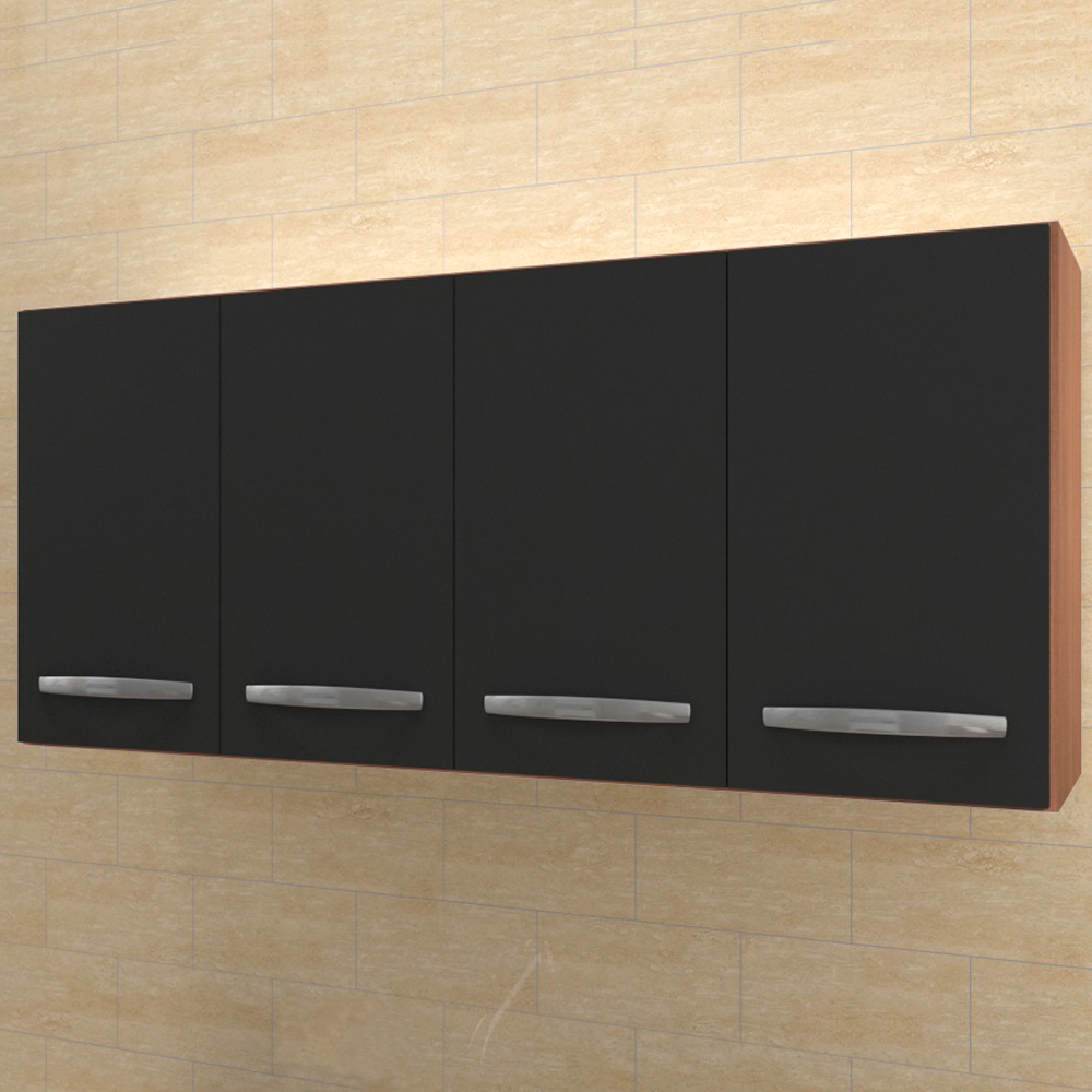 Armario Aereo 4 Portas 120cm 9160 Savana Preto Mobbs
