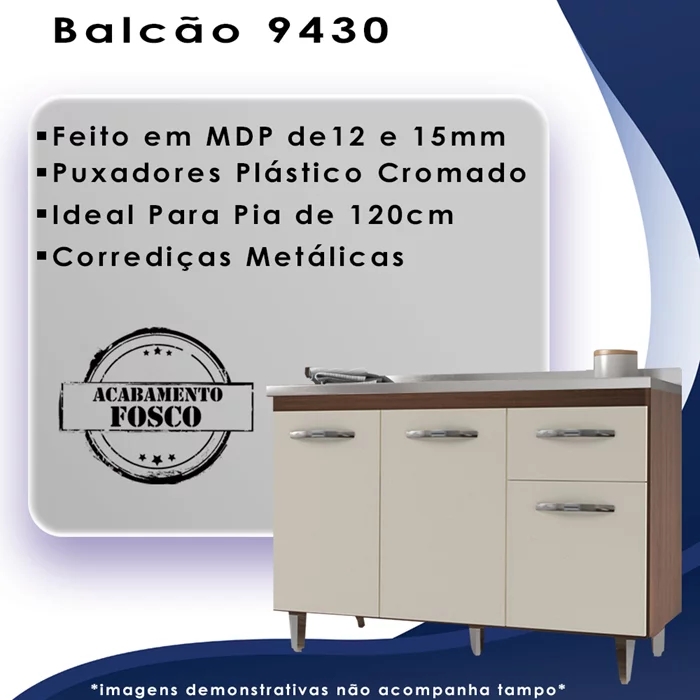 Armario Aereo 4 Portas e Balcao 120cm Savana Off White Mobbs