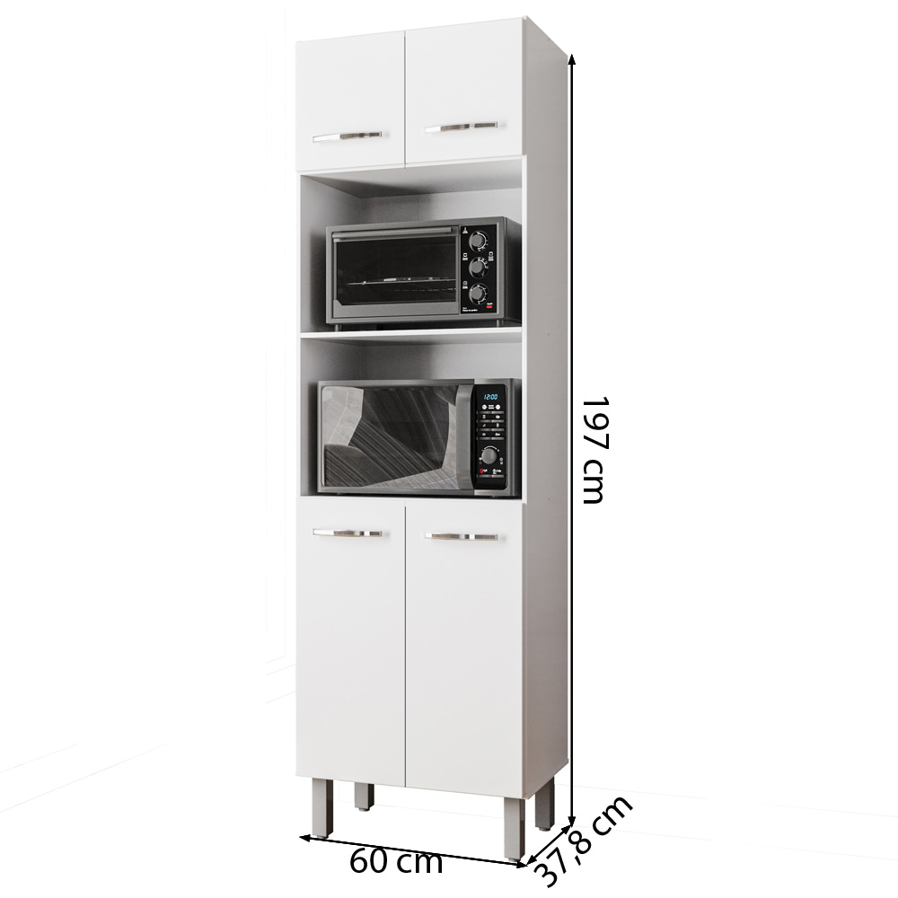 Armario Paneleiro Duplo 197 cm 4P Mara Branco Mobbs