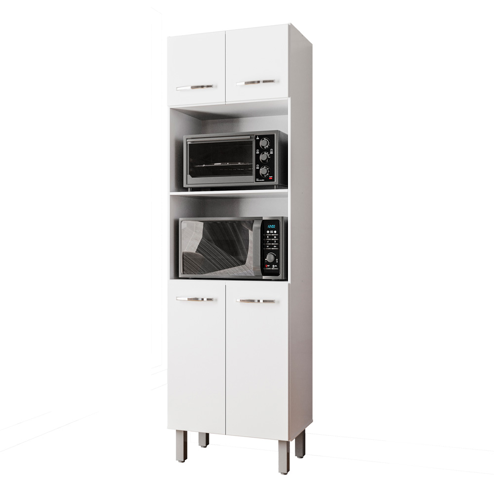 Armario Paneleiro Duplo 197 cm 4P Mara Branco Mobbs