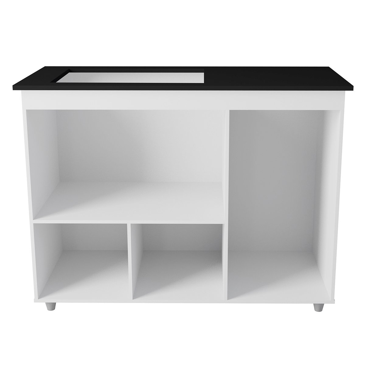 Balcão Cooktop 3 Portas MDP Dobradiças Metálicas Pés Anita Branco