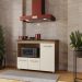 Balcão Cooktop 3 Portas MDP Dobradiças Metálicas Pés Anita Savana / Off White